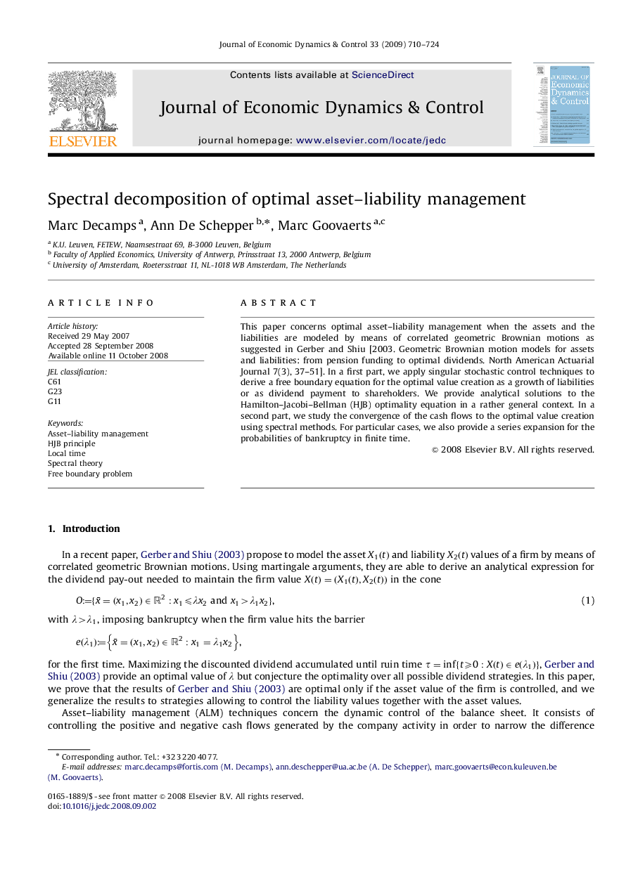 Spectral decomposition of optimal asset-liability management