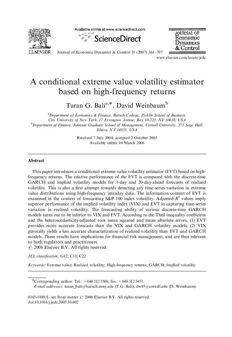 A conditional extreme value volatility estimator based on high-frequency returns