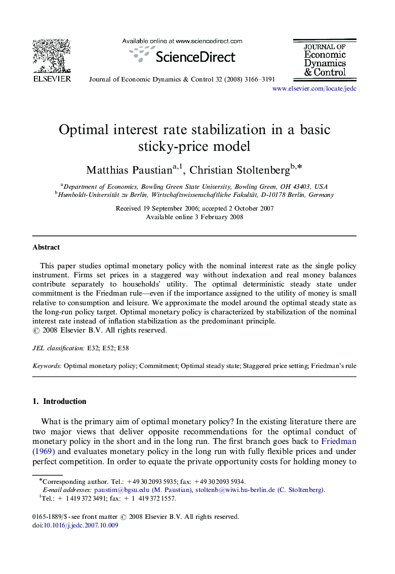 Optimal interest rate stabilization in a basic sticky-price model