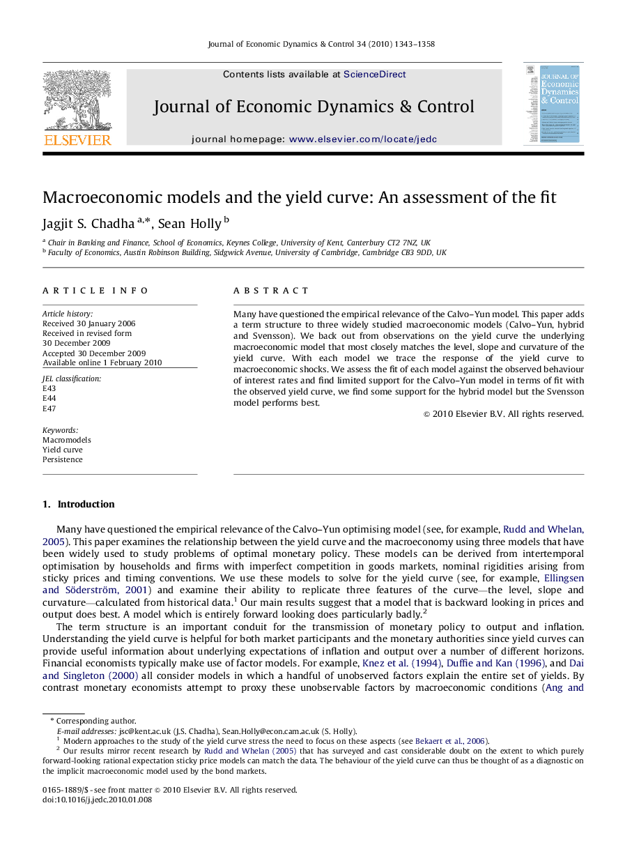 Macroeconomic models and the yield curve: An assessment of the fit