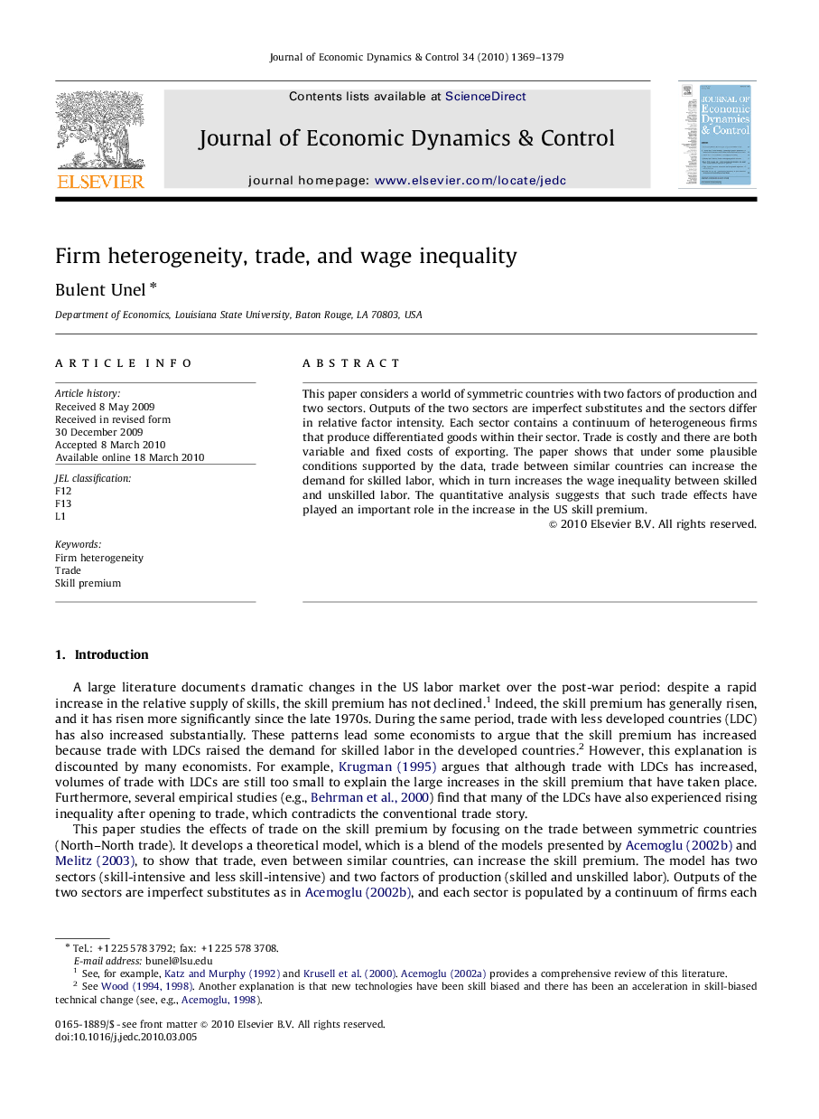 Firm heterogeneity, trade, and wage inequality