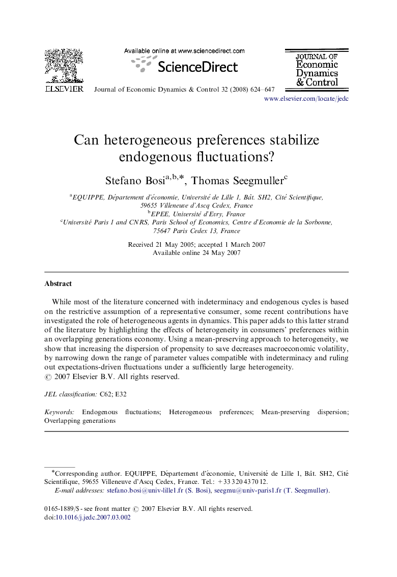 Can heterogeneous preferences stabilize endogenous fluctuations?