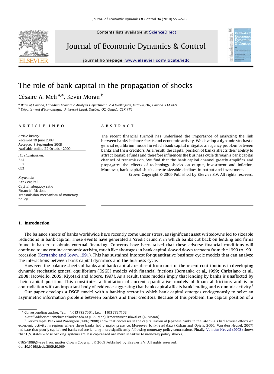 The role of bank capital in the propagation of shocks