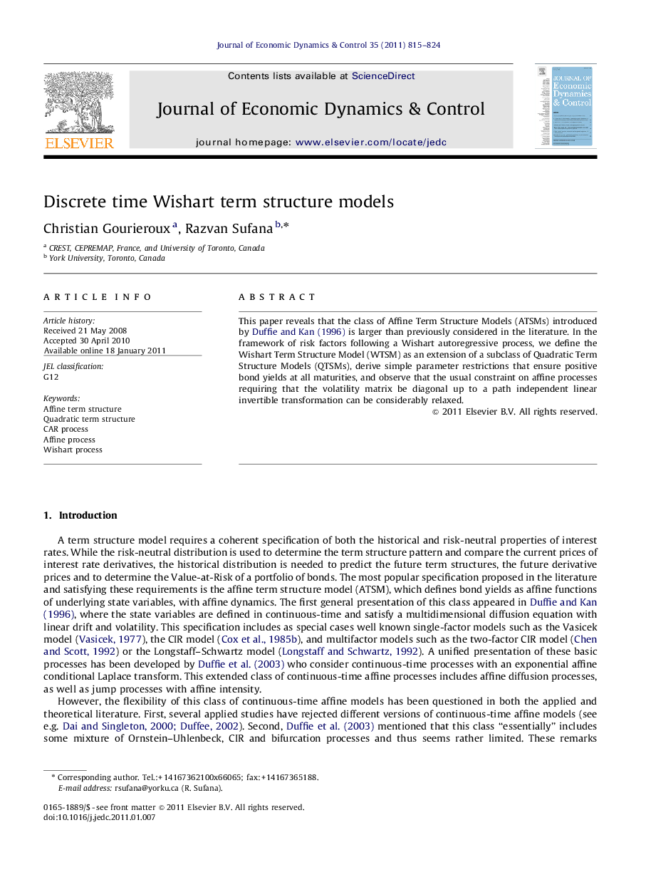 Discrete time Wishart term structure models