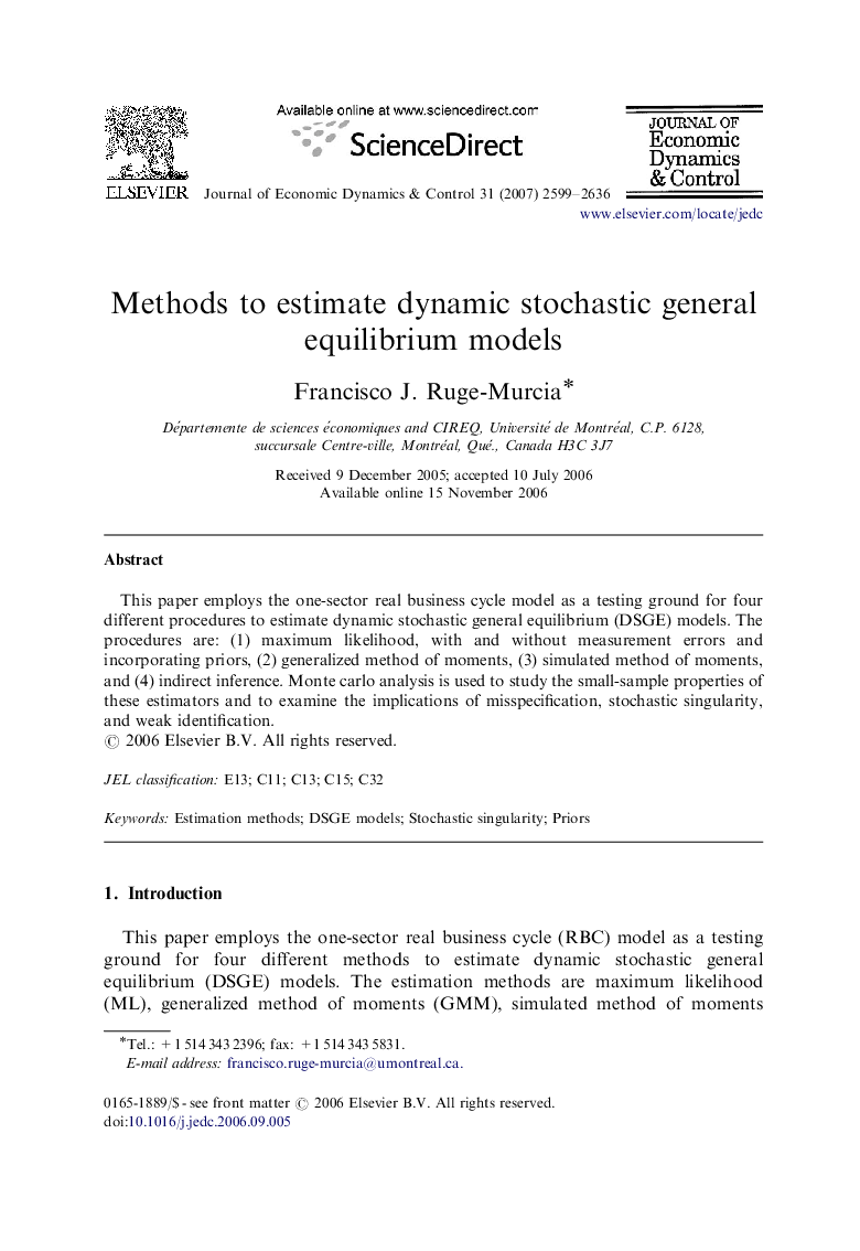 Methods to estimate dynamic stochastic general equilibrium models