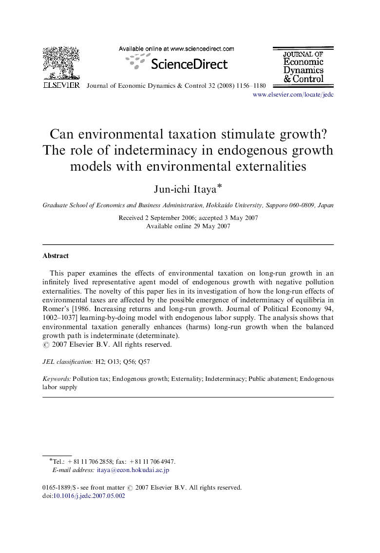 Can environmental taxation stimulate growth? The role of indeterminacy in endogenous growth models with environmental externalities