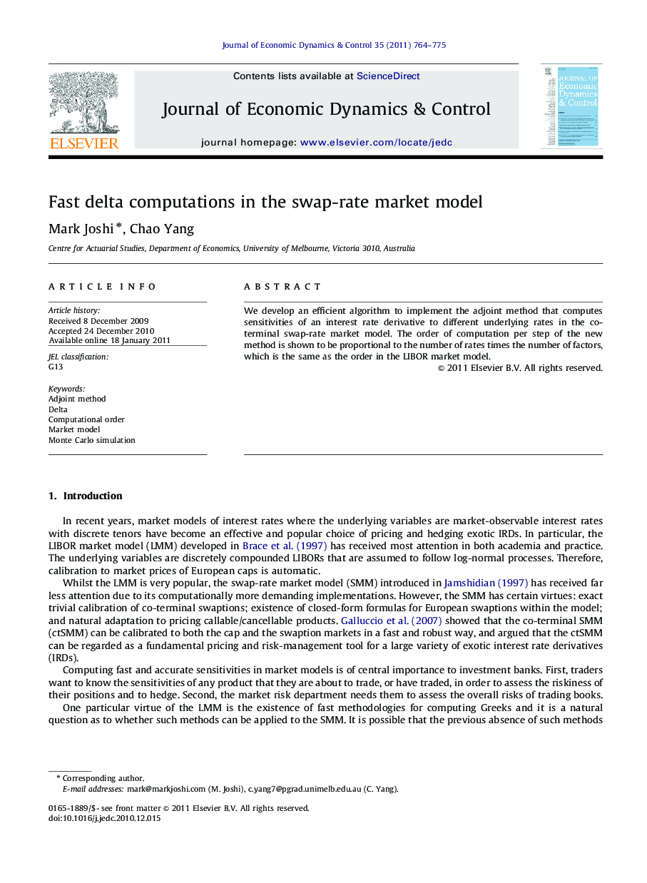 Fast delta computations in the swap-rate market model