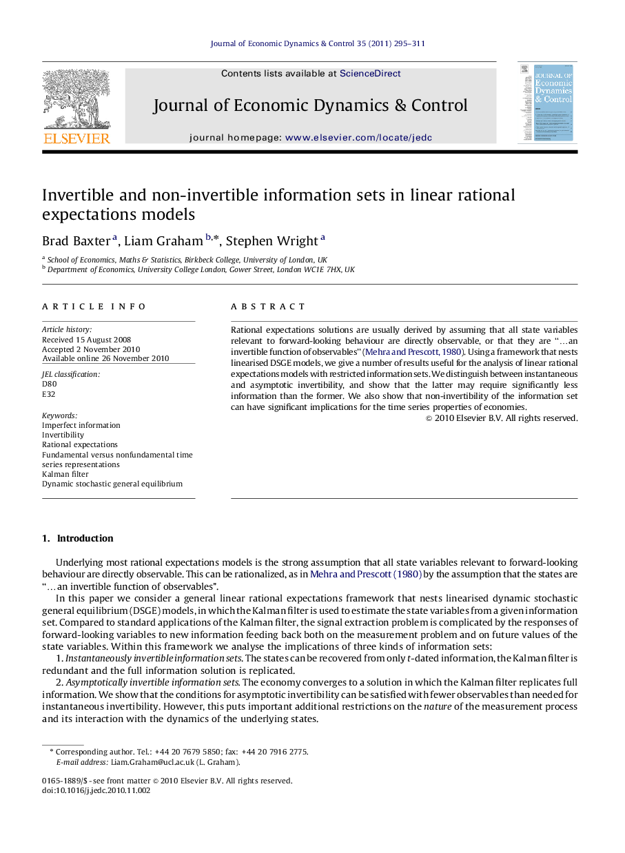 Invertible and non-invertible information sets in linear rational expectations models