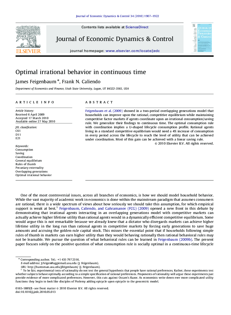 Optimal irrational behavior in continuous time