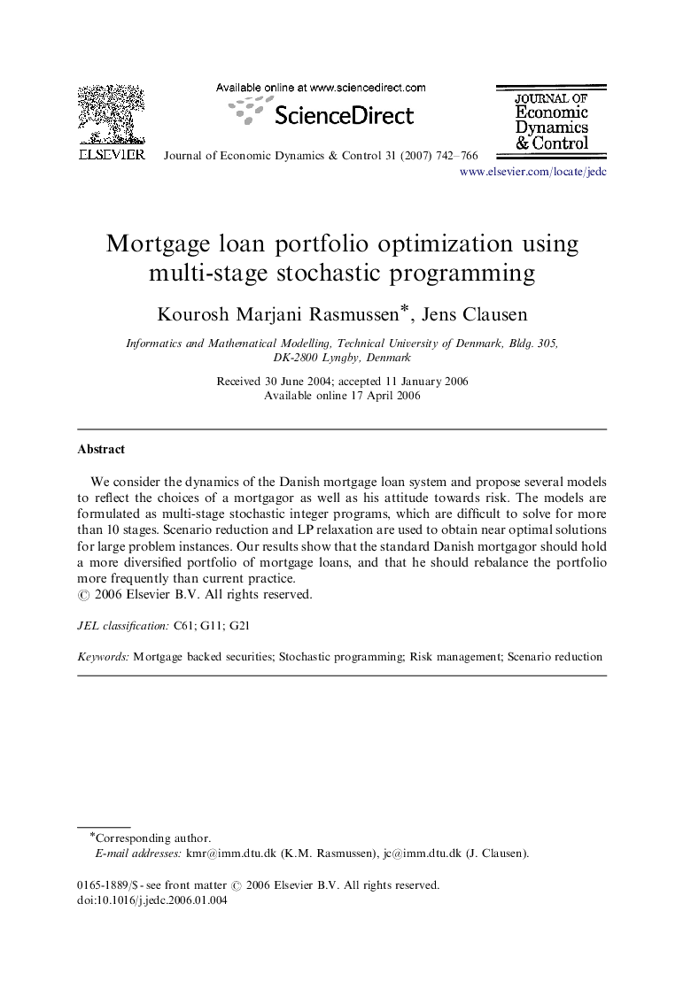 Mortgage loan portfolio optimization using multi-stage stochastic programming