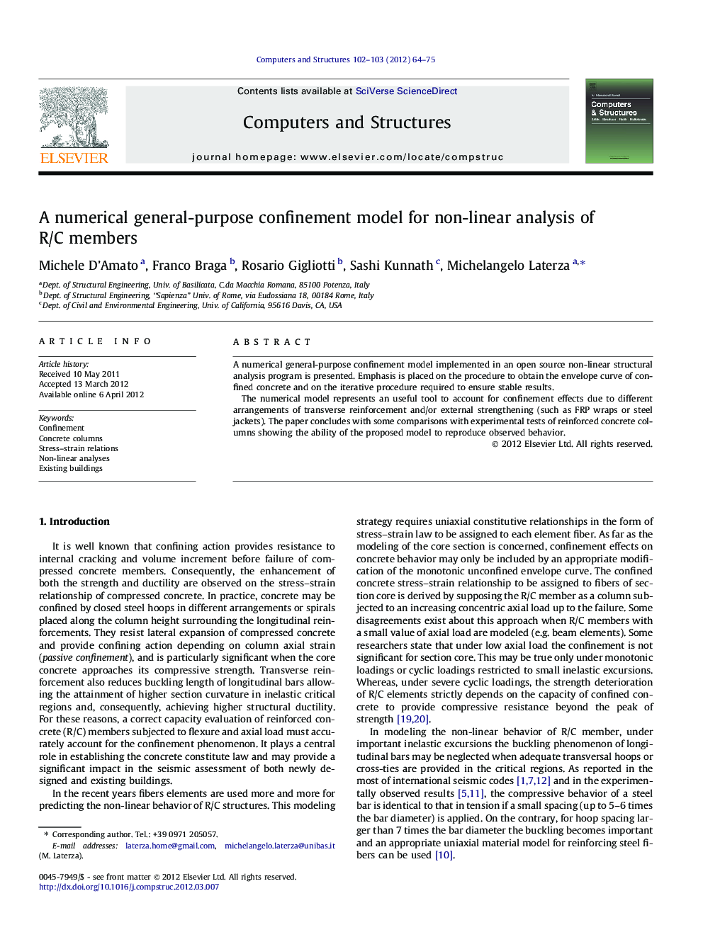 A numerical general-purpose confinement model for non-linear analysis of R/C members