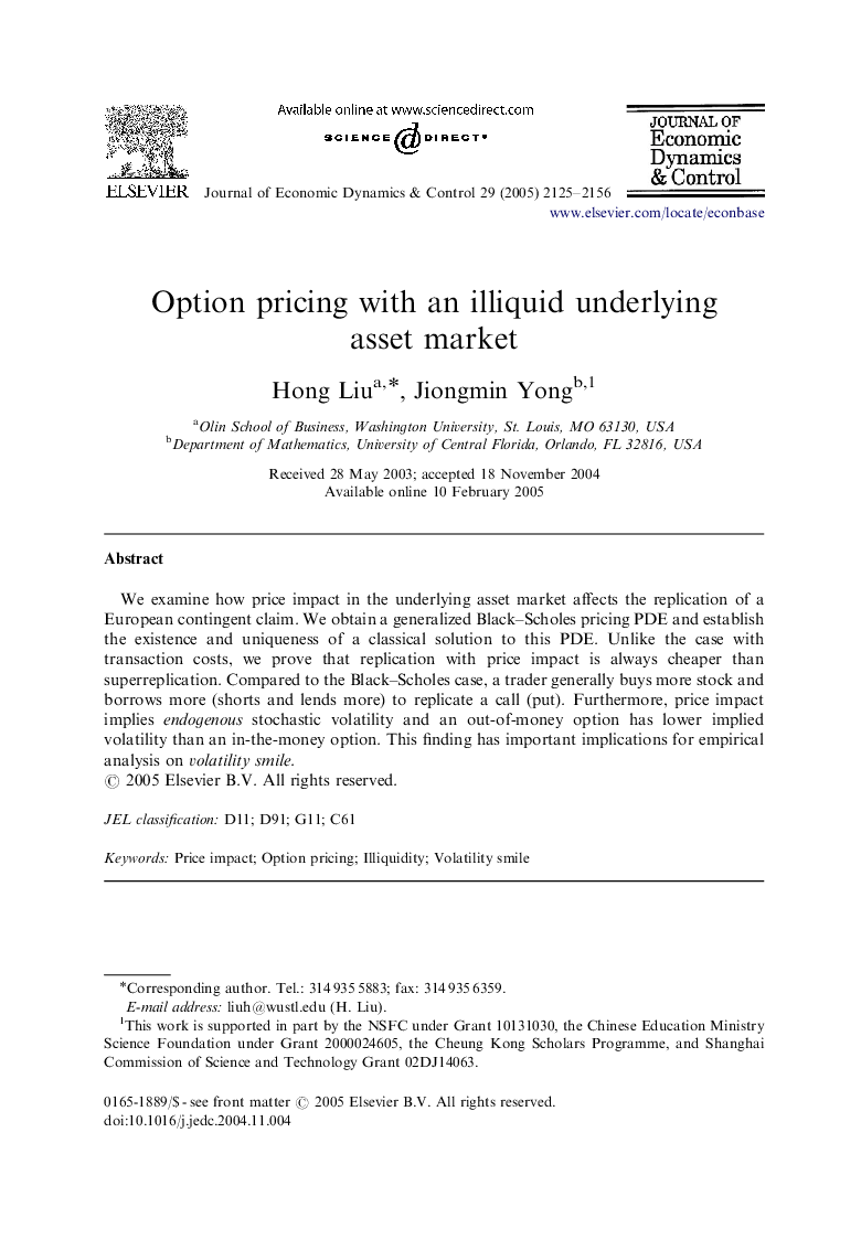 Option pricing with an illiquid underlying asset market