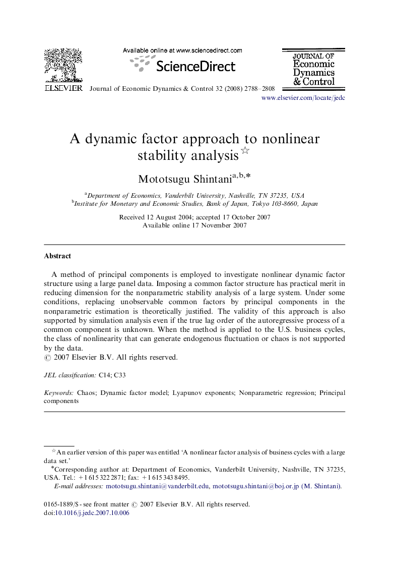 A dynamic factor approach to nonlinear stability analysis