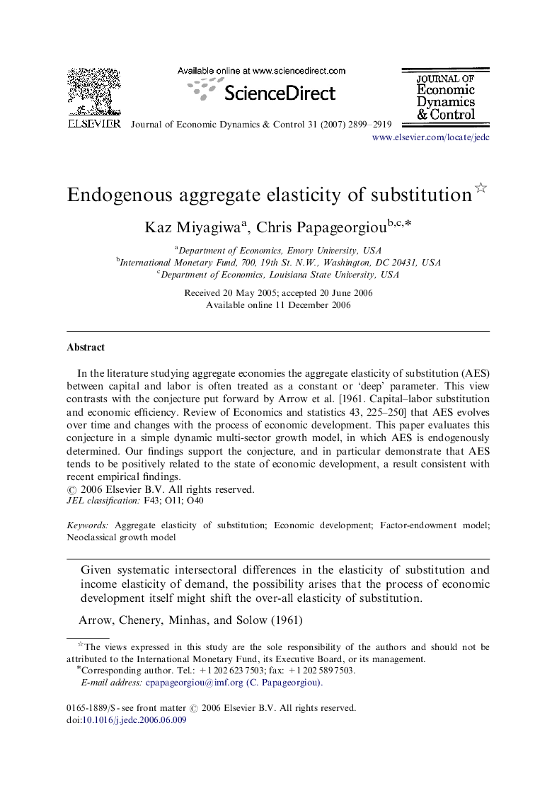 Endogenous aggregate elasticity of substitution