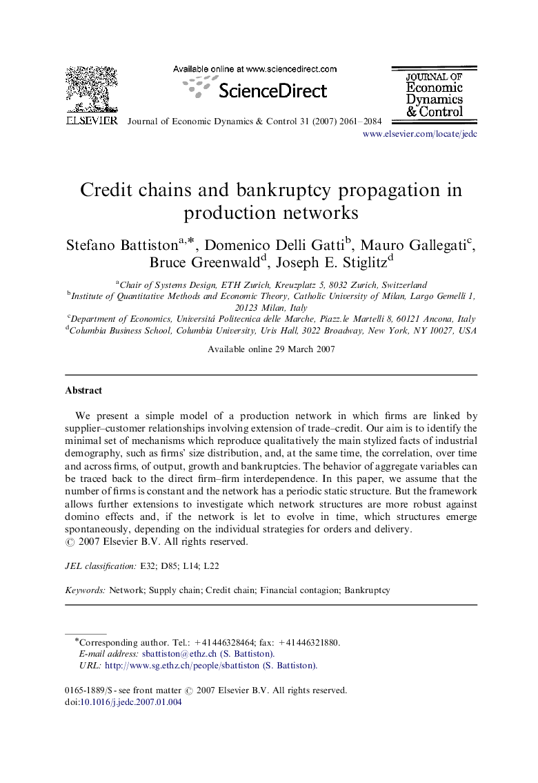 Credit chains and bankruptcy propagation in production networks