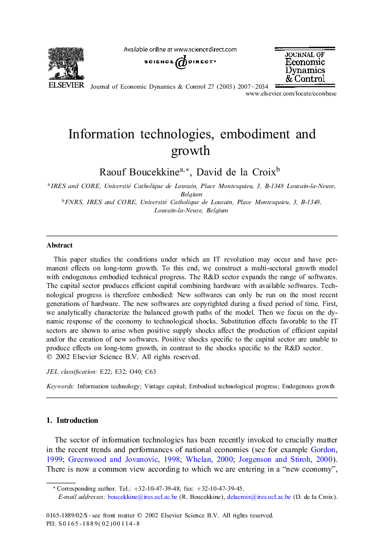 Information technologies, embodiment and growth