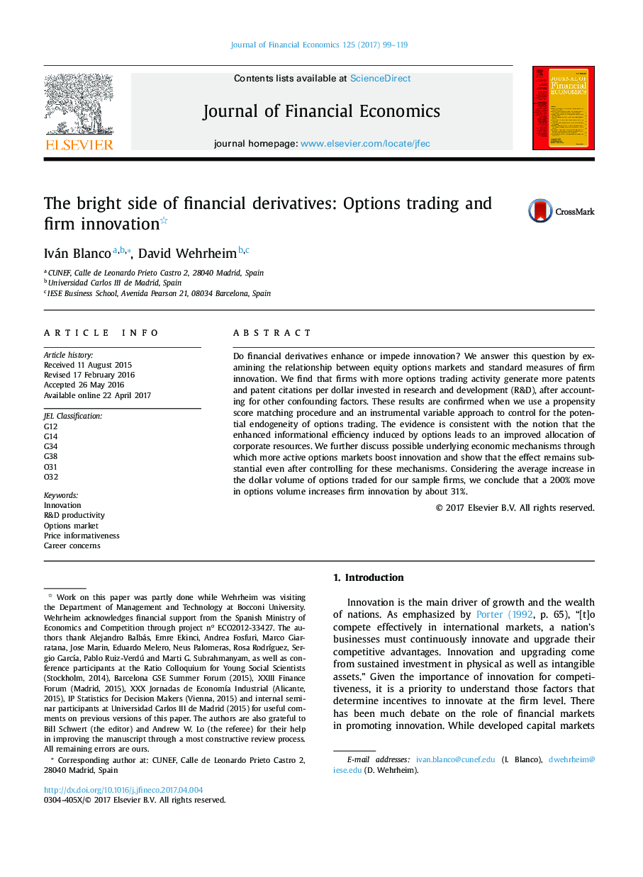 The bright side of financial derivatives: Options trading and firm innovation