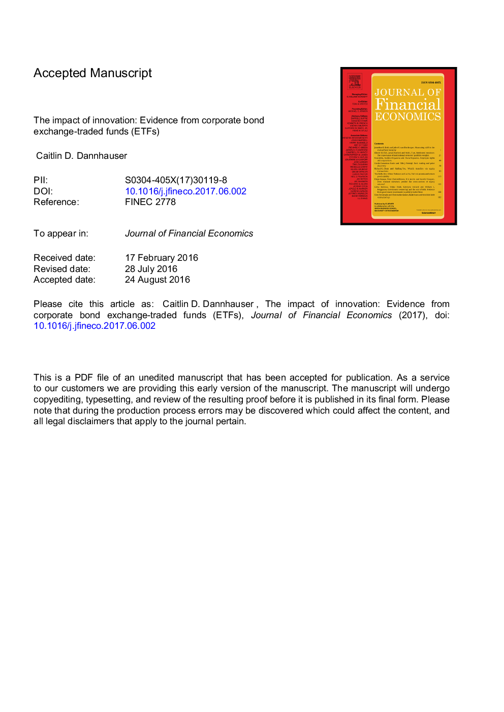 The impact of innovation: Evidence from corporate bond exchange-traded funds (ETFs)