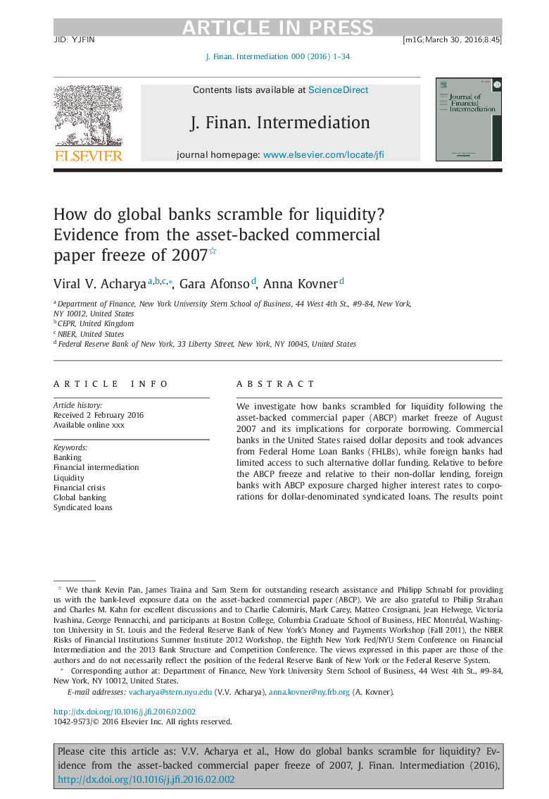 How do global banks scramble for liquidity? Evidence from the asset-backed commercial paper freeze of 2007