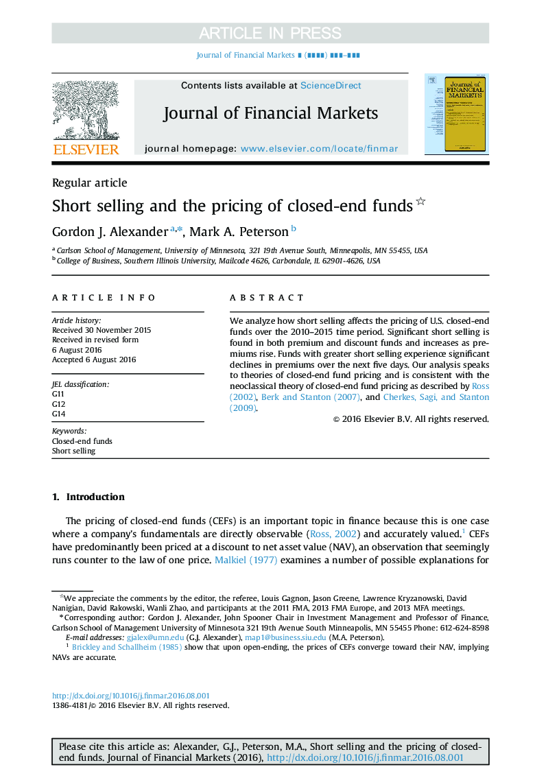 Short selling and the pricing of closed-end funds