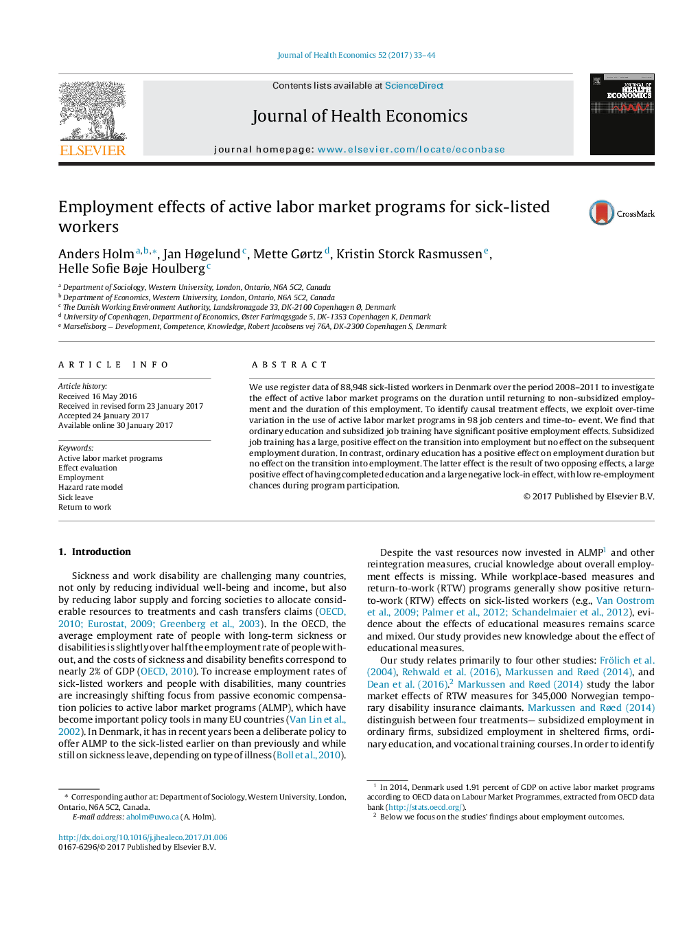 Employment effects of active labor market programs for sick-listed workers