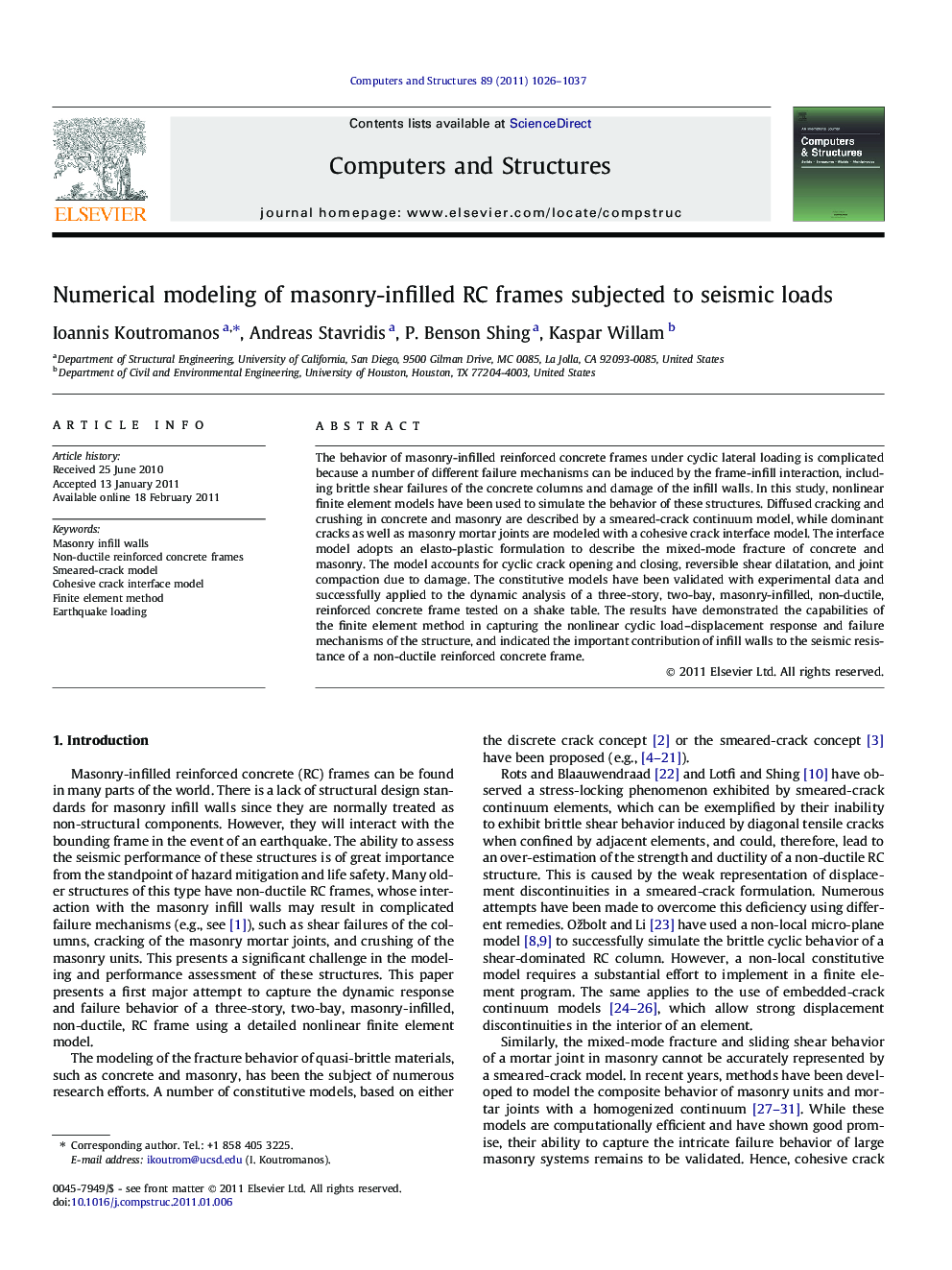 Numerical modeling of masonry-infilled RC frames subjected to seismic loads