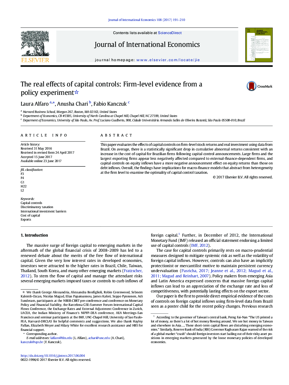 The real effects of capital controls: Firm-level evidence from a policy experiment