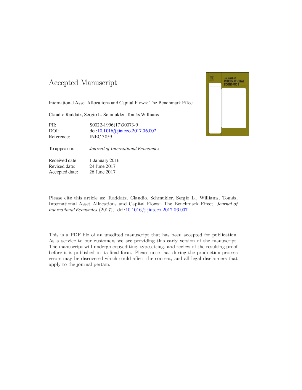 International asset allocations and capital flows: The benchmark effect