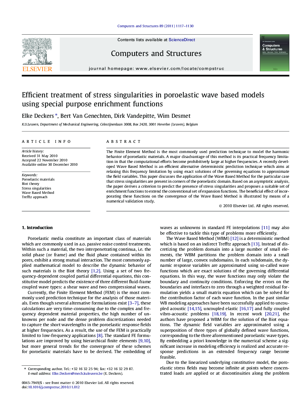 Efficient treatment of stress singularities in poroelastic wave based models using special purpose enrichment functions