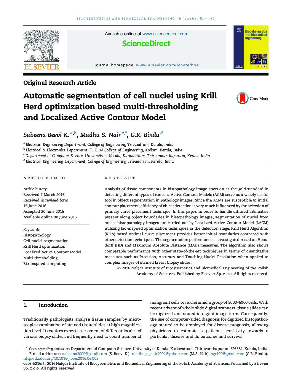 Automatic segmentation of cell nuclei using Krill Herd optimization based multi-thresholding and Localized Active Contour Model