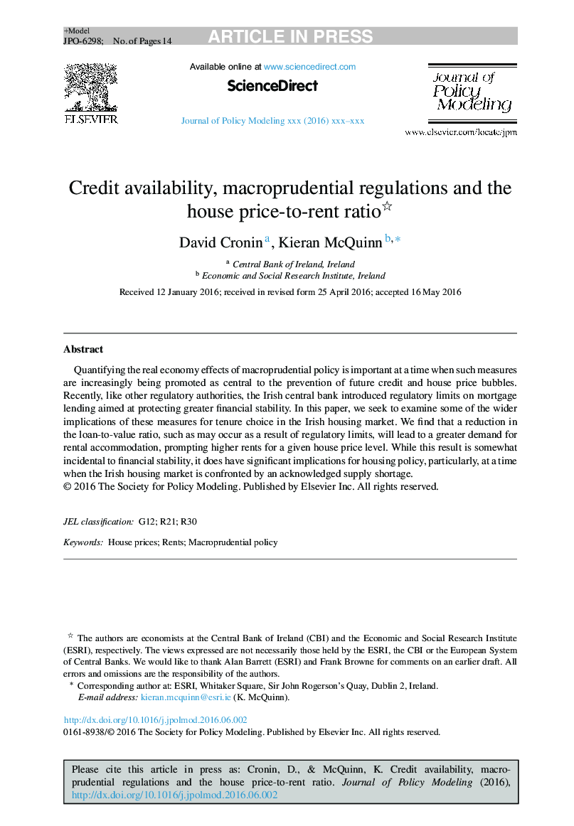 Credit availability, macroprudential regulations and the house price-to-rent ratio