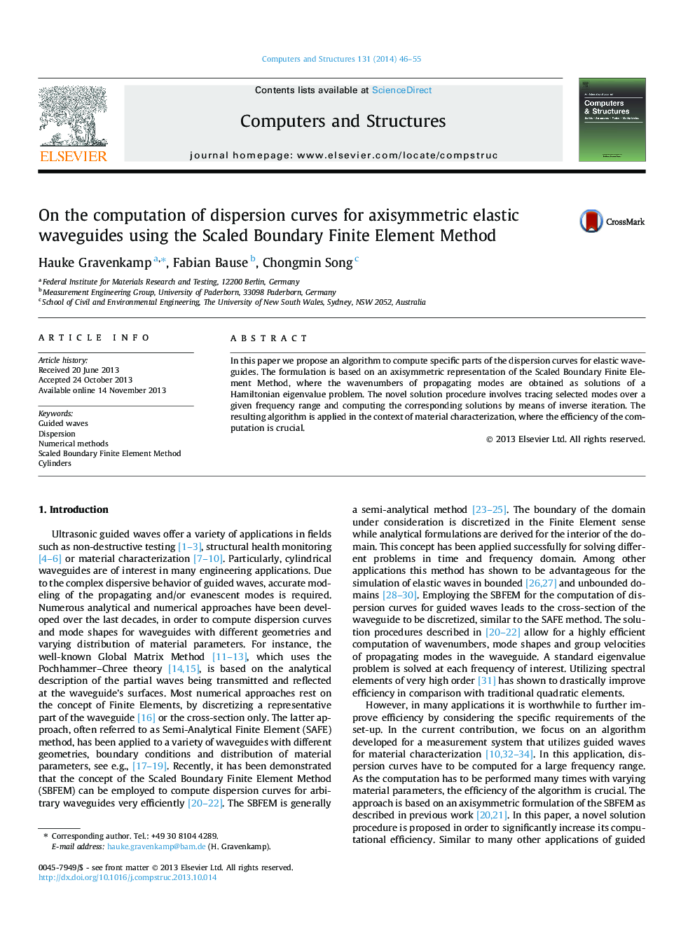 On the computation of dispersion curves for axisymmetric elastic waveguides using the Scaled Boundary Finite Element Method