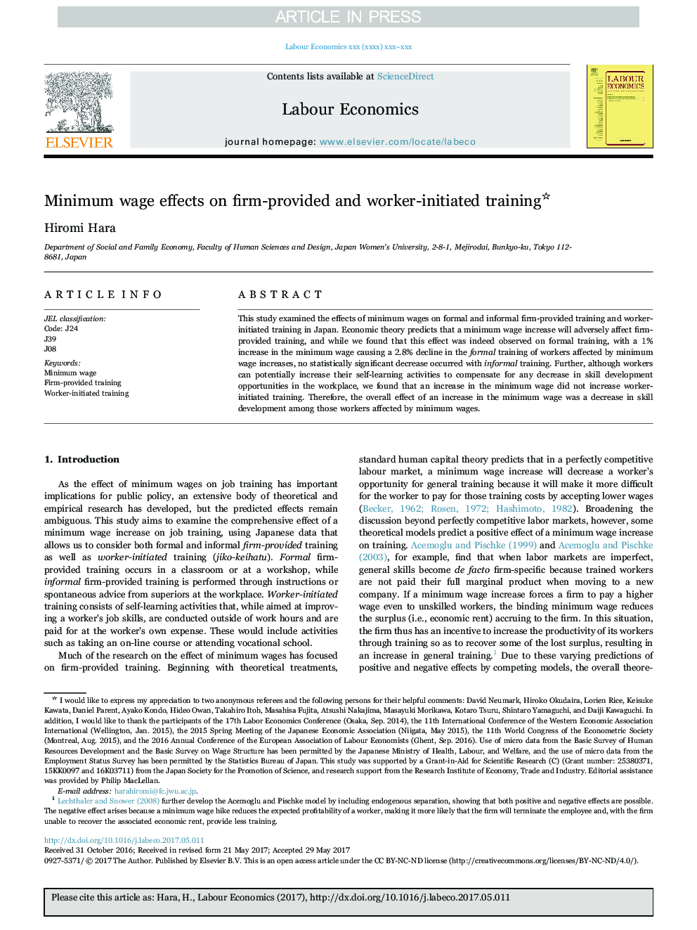 Minimum wage effects on firm-provided and worker-initiated training