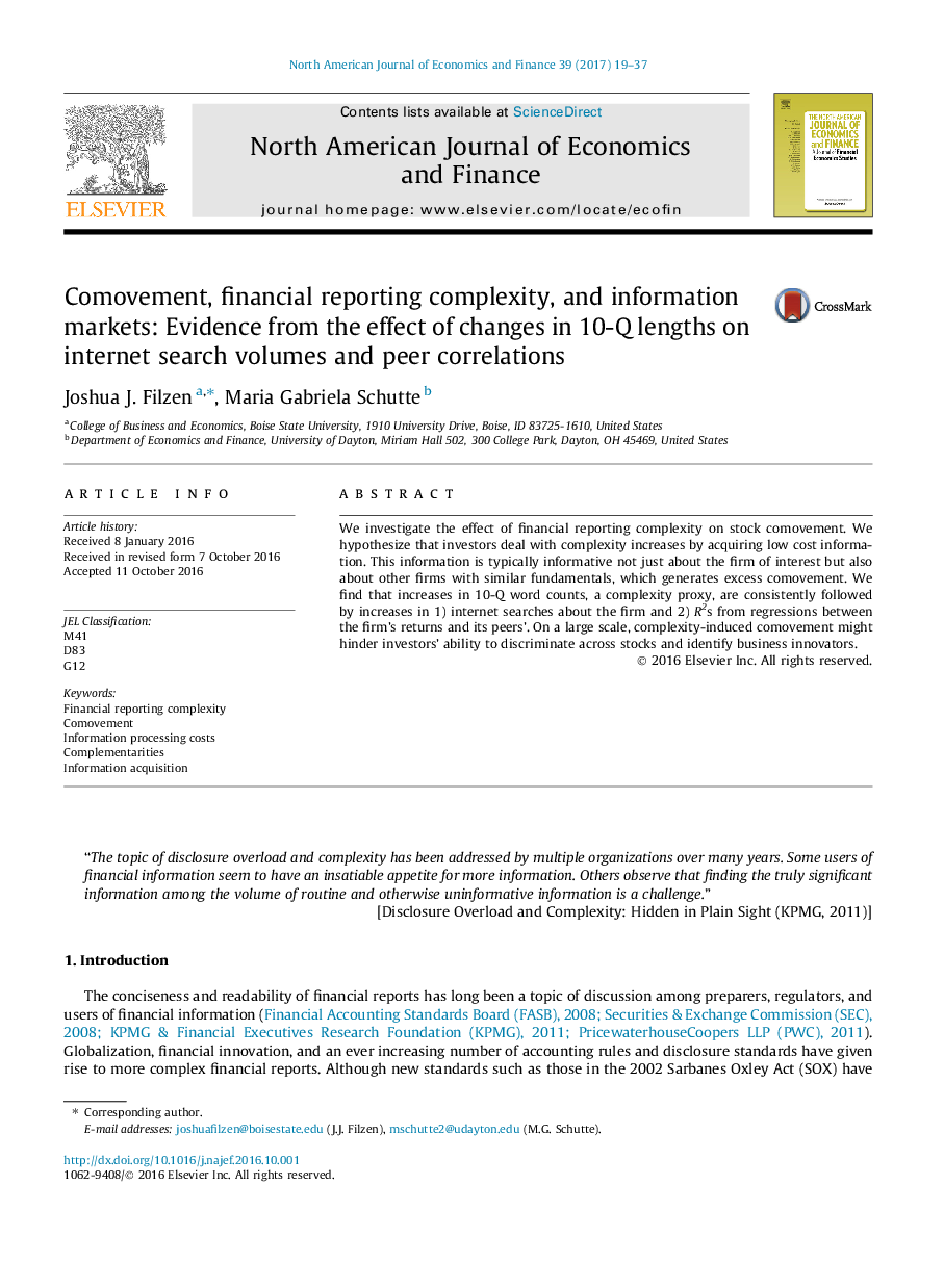 Comovement, financial reporting complexity, and information markets: Evidence from the effect of changes in 10-Q lengths on internet search volumes and peer correlations