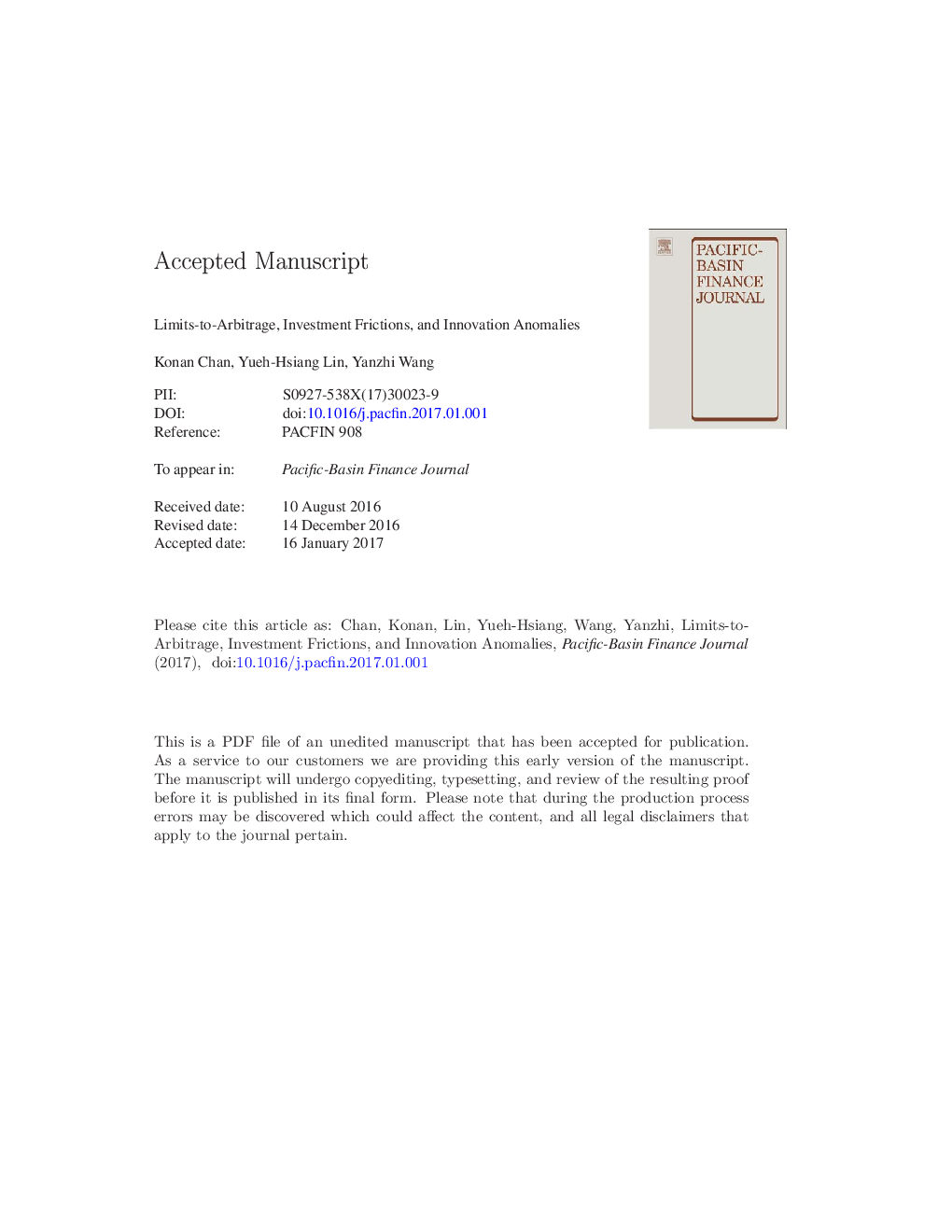 Limits-to-arbitrage, investment frictions, and innovation anomalies
