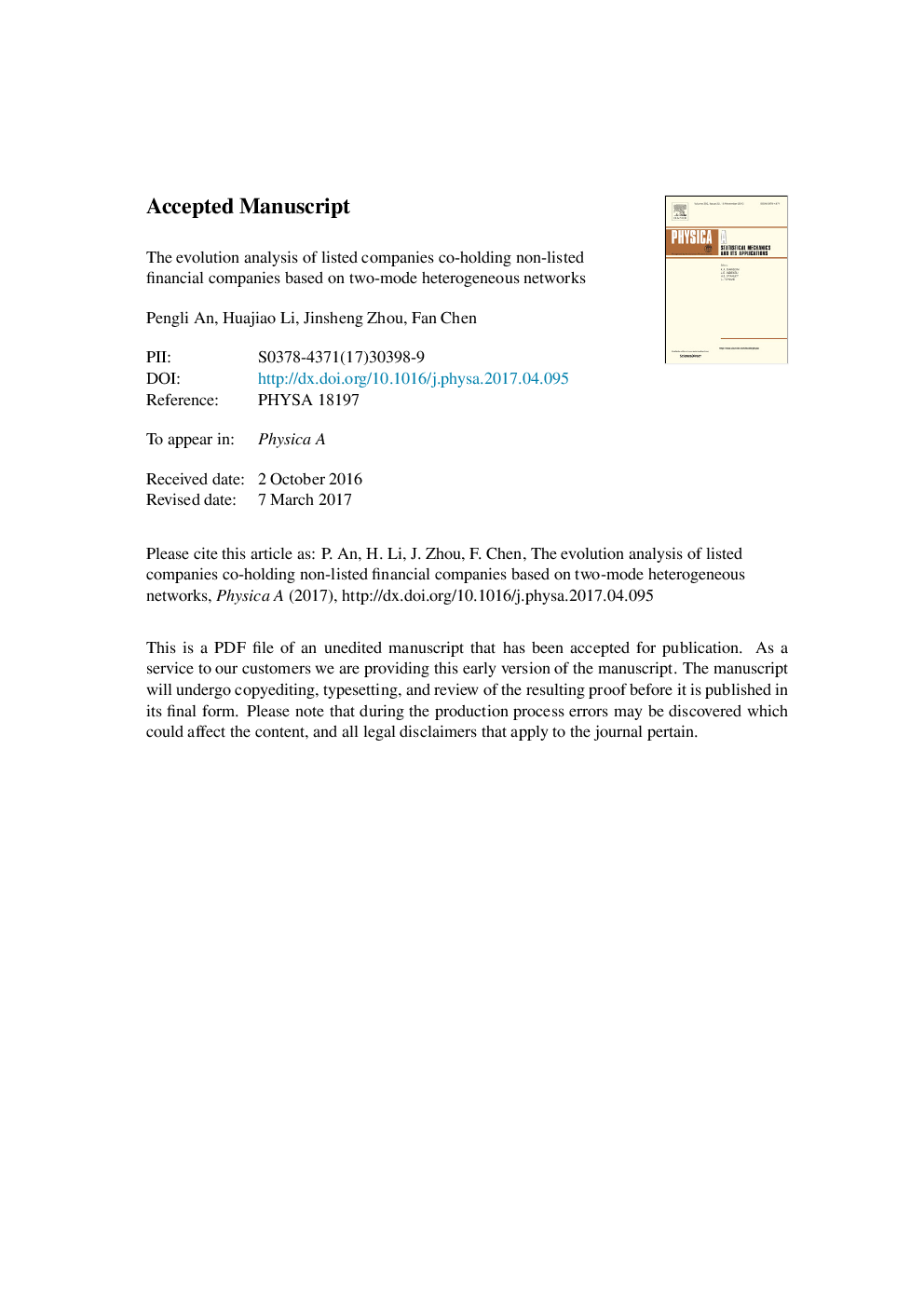 The evolution analysis of listed companies co-holding non-listed financial companies based on two-mode heterogeneous networks