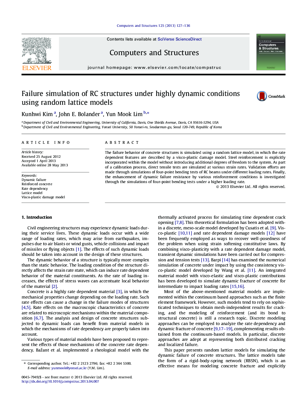 Failure simulation of RC structures under highly dynamic conditions using random lattice models