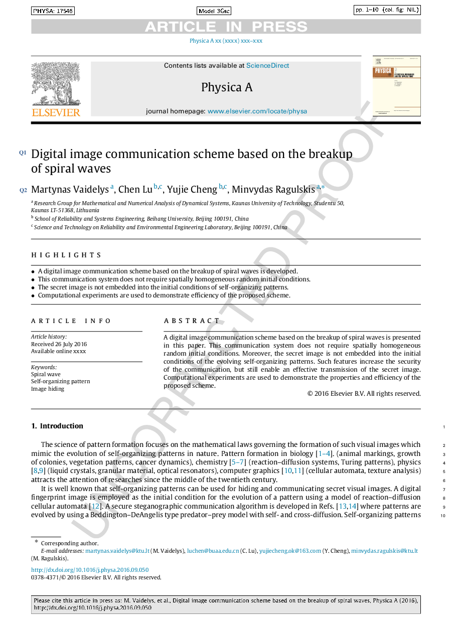 Digital image communication scheme based on the breakup of spiral waves