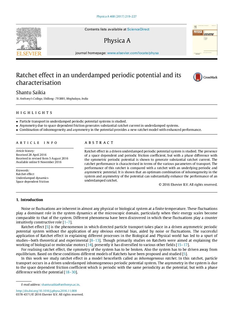 Ratchet effect in an underdamped periodic potential and its characterisation