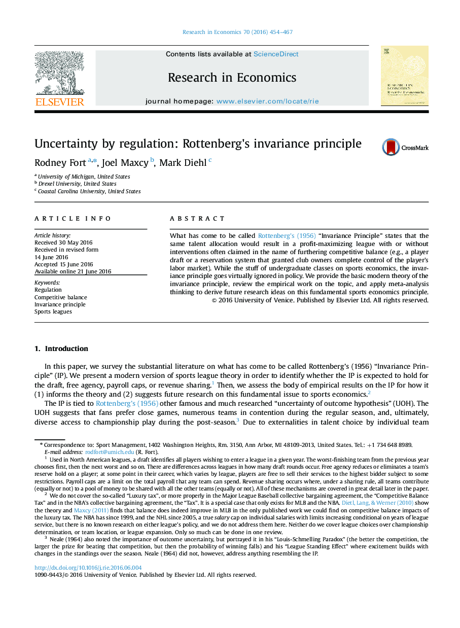 Uncertainty by regulation: Rottenberg×³s invariance principle