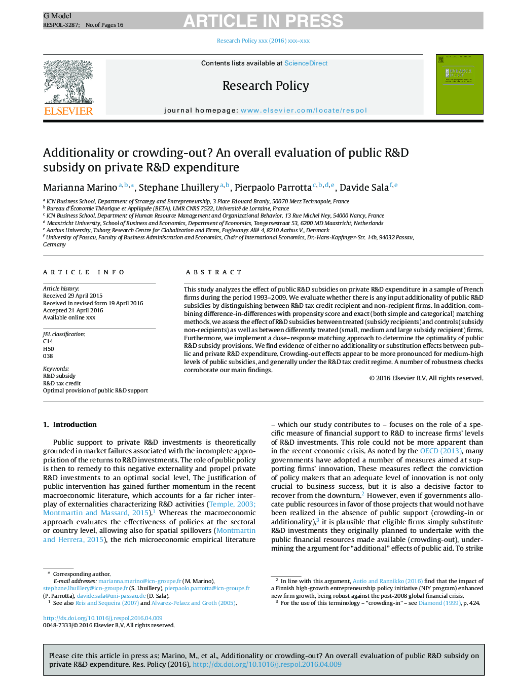 Additionality or crowding-out? An overall evaluation of public R&D subsidy on private R&D expenditure