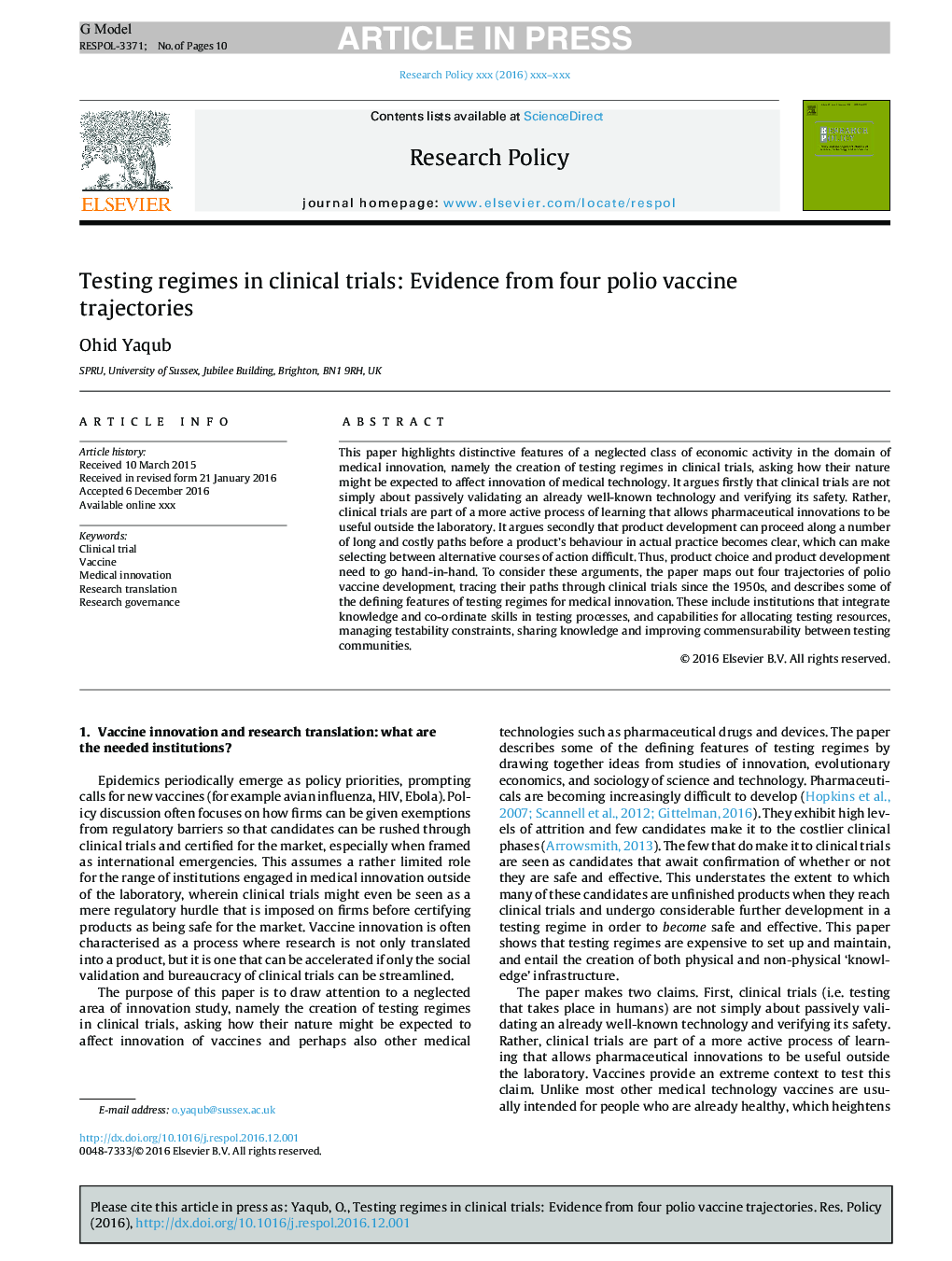 Testing regimes in clinical trials: Evidence from four polio vaccine trajectories