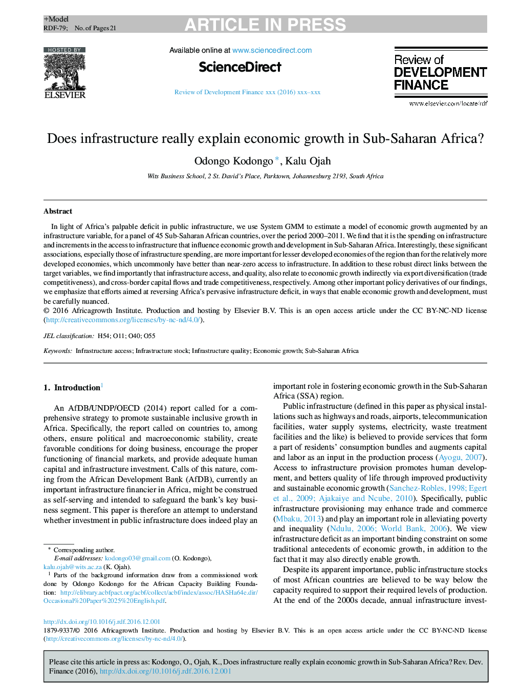 آیا زیرساخت واقعا رشد اقتصادی در کشورهای جنوب صحرای آفریقا را توضیح می دهد؟ 