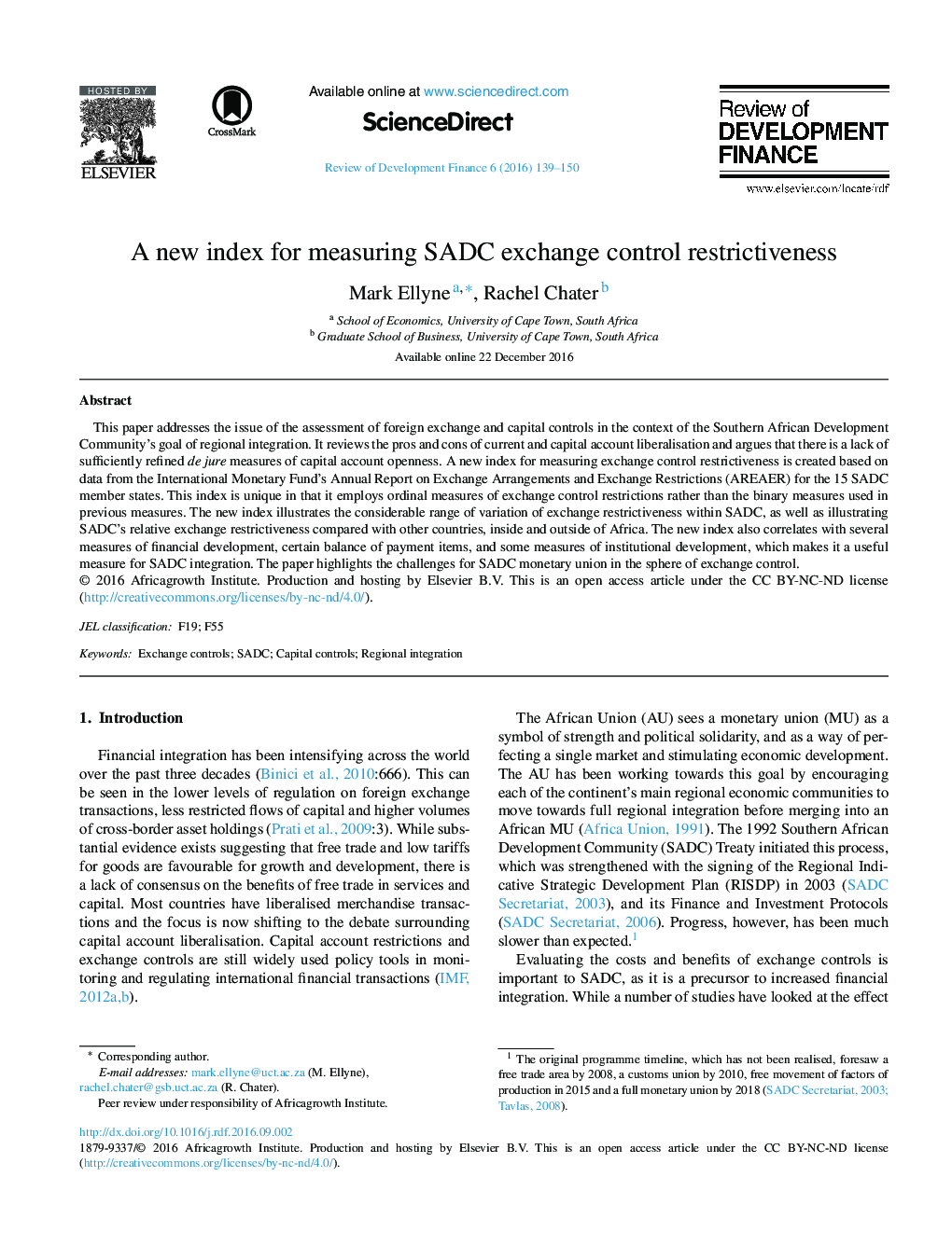 A new index for measuring SADC exchange control restrictiveness