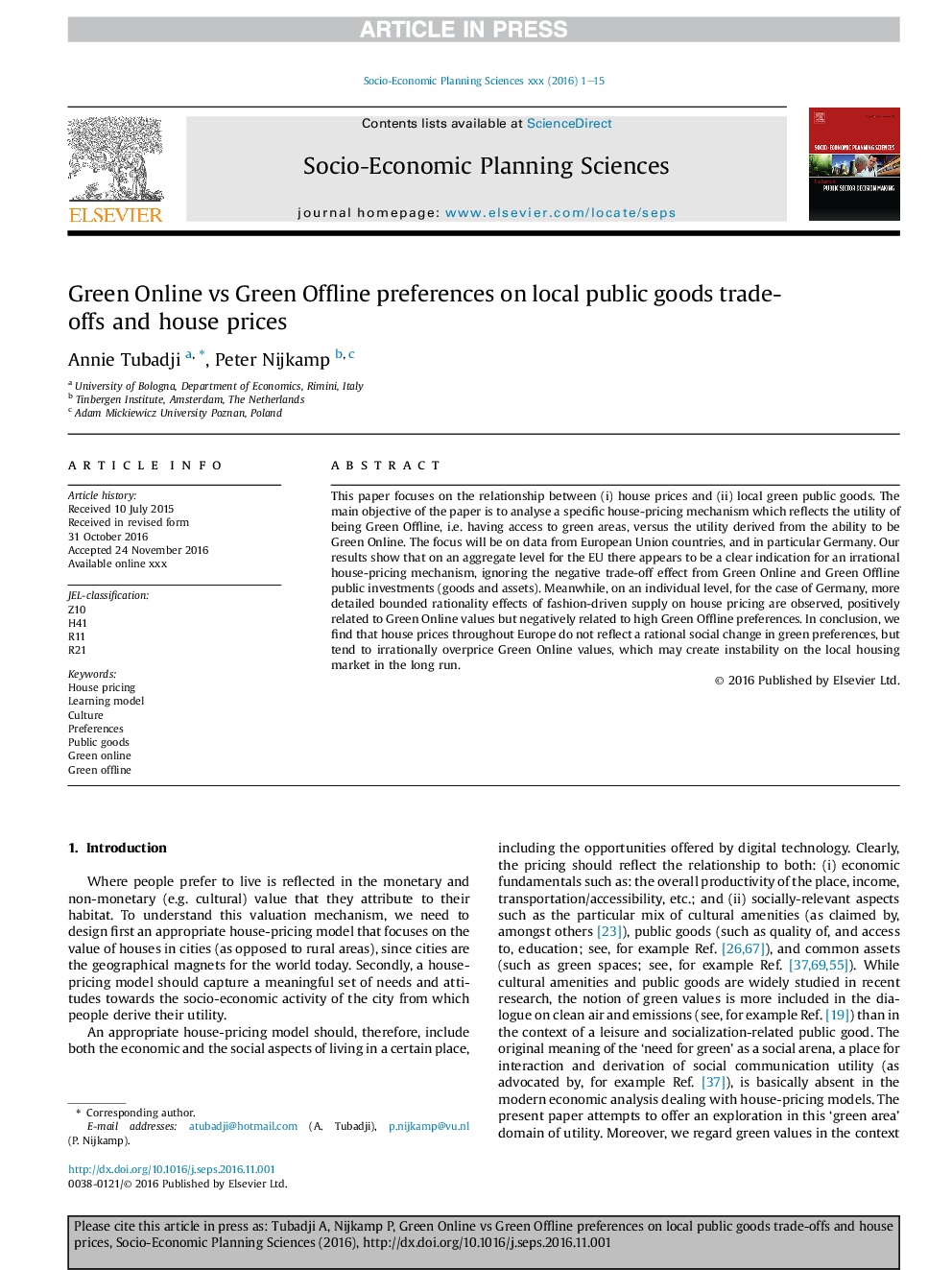 Green Online vs Green Offline preferences on local public goods trade-offs and house prices