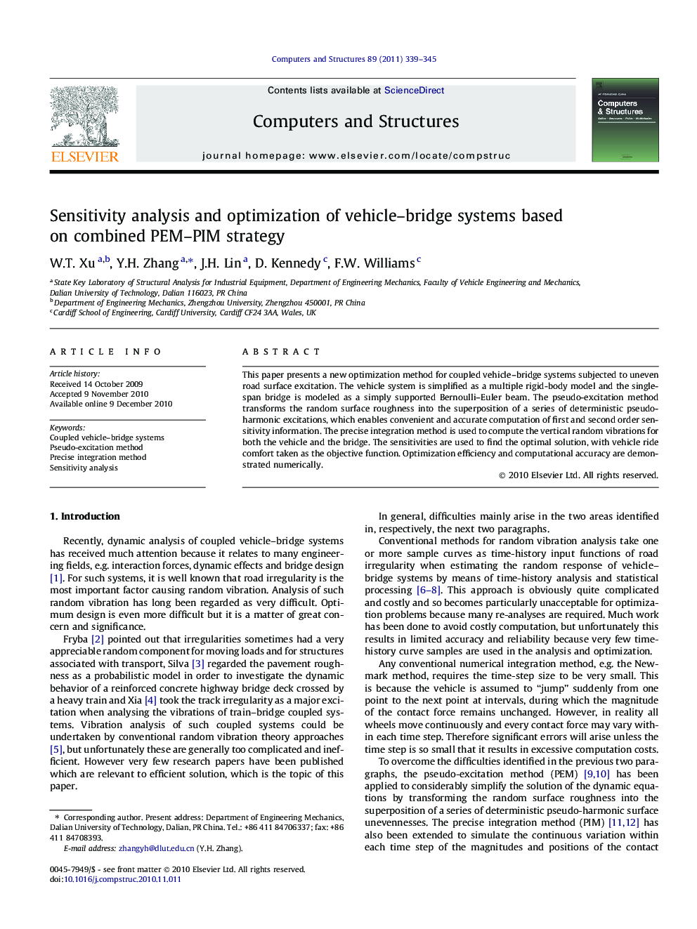 Sensitivity analysis and optimization of vehicle–bridge systems based on combined PEM–PIM strategy