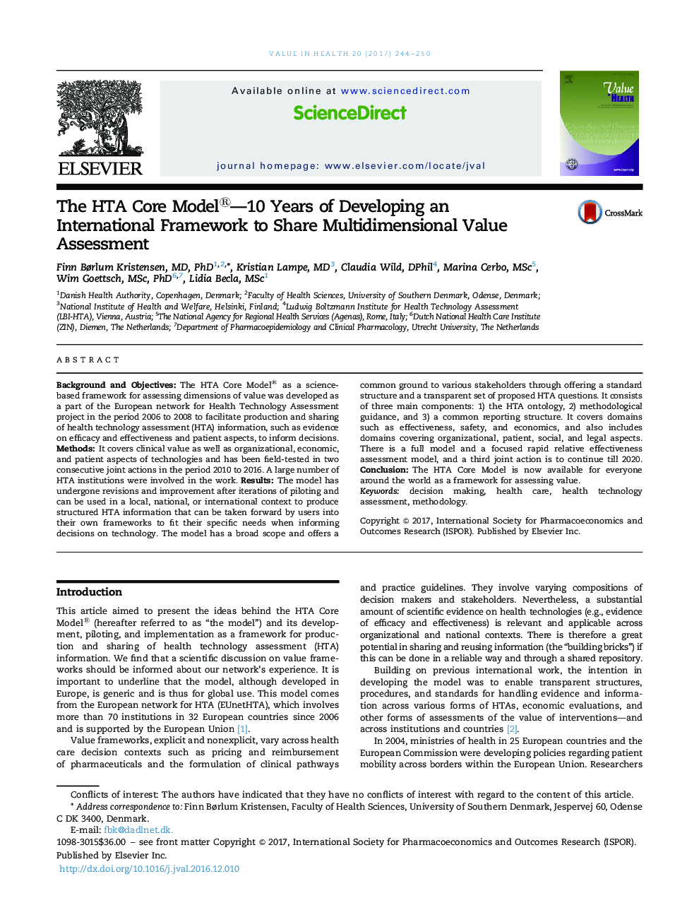 The HTA Core Model®-10 Years of Developing an International Framework to Share Multidimensional Value Assessment