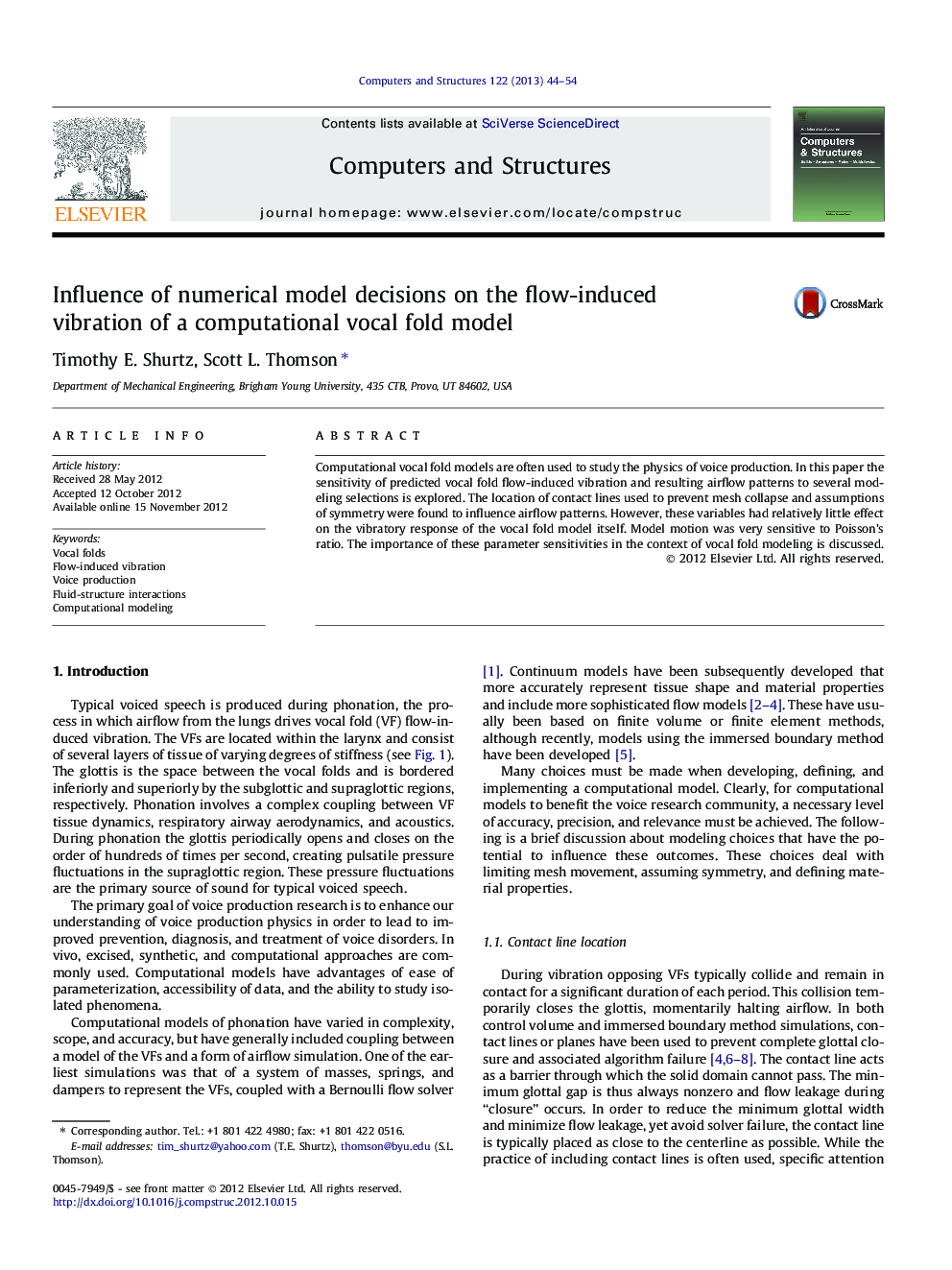 Influence of numerical model decisions on the flow-induced vibration of a computational vocal fold model