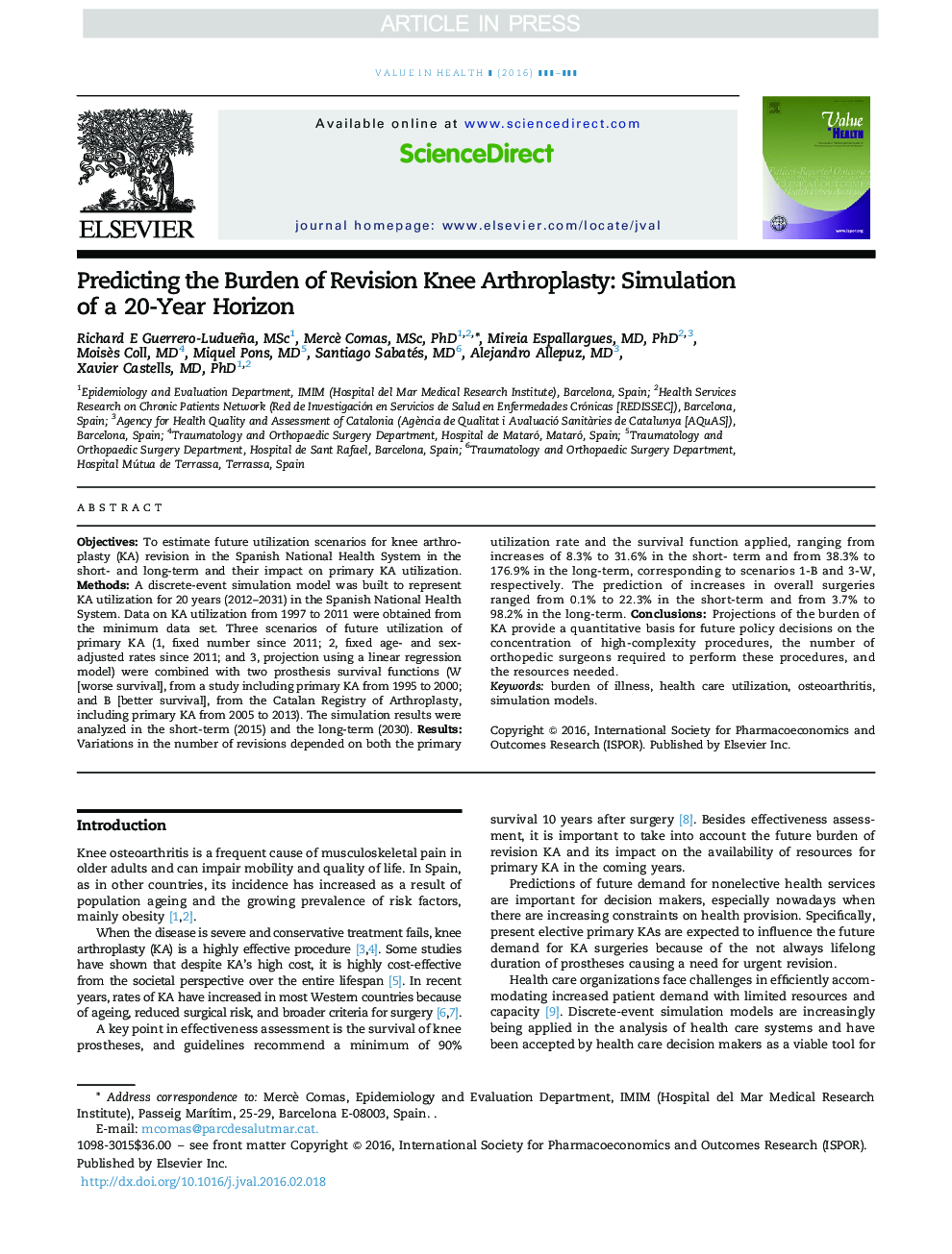 Predicting the Burden of Revision Knee Arthroplasty: Simulation of a 20-Year Horizon