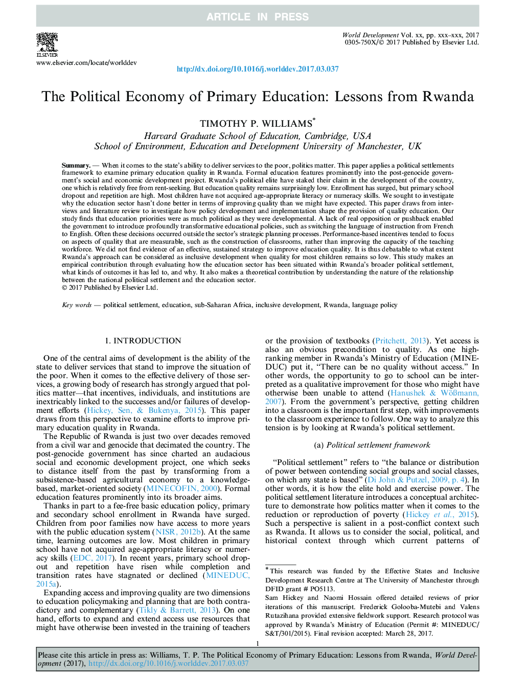 اقتصاد سیاسی ابتدایی: درس های رواندا 